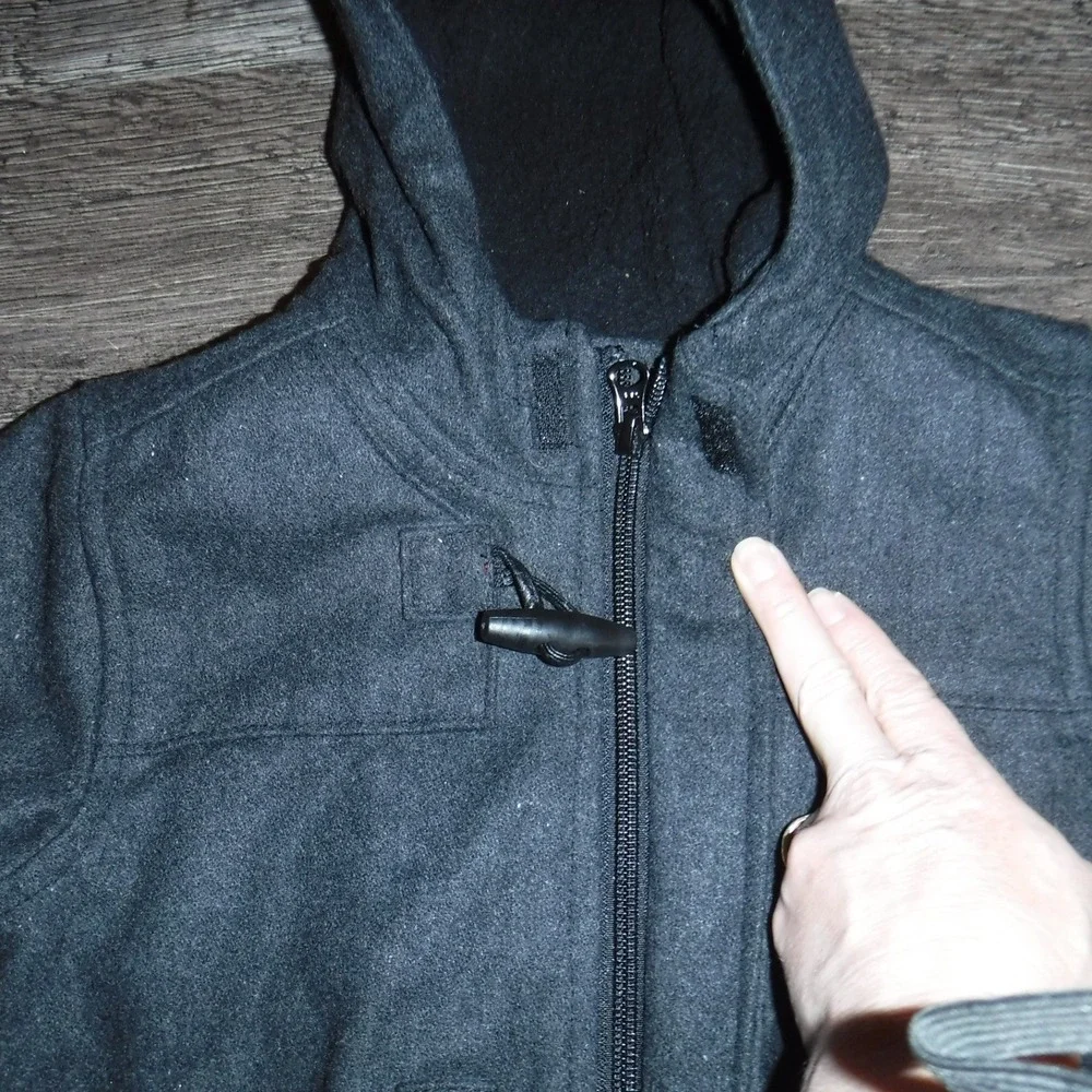 Old Navy Boys Dark Gray‎ Toggle Hooded Jacket Size 3T
